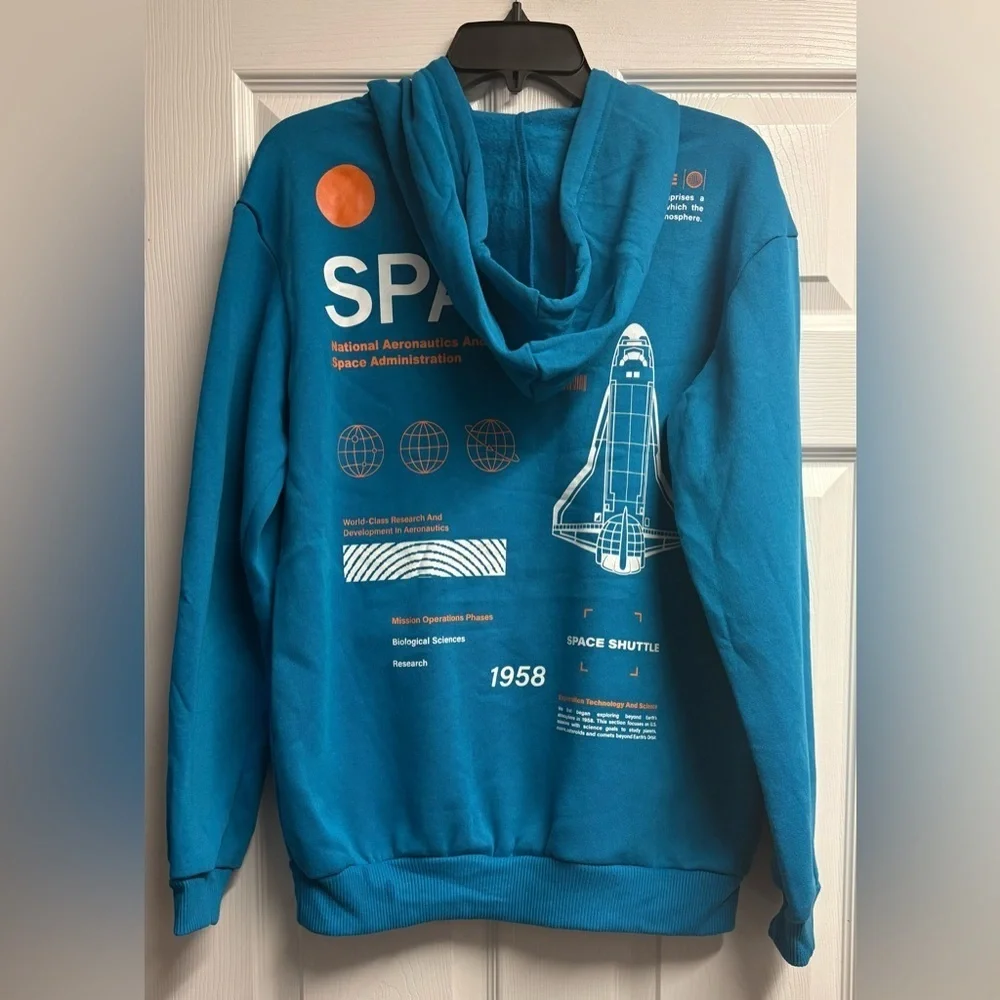 NWOT Hyper Space NASA Cotton Blend Hoodie Sweatshirt Unisex Size Small